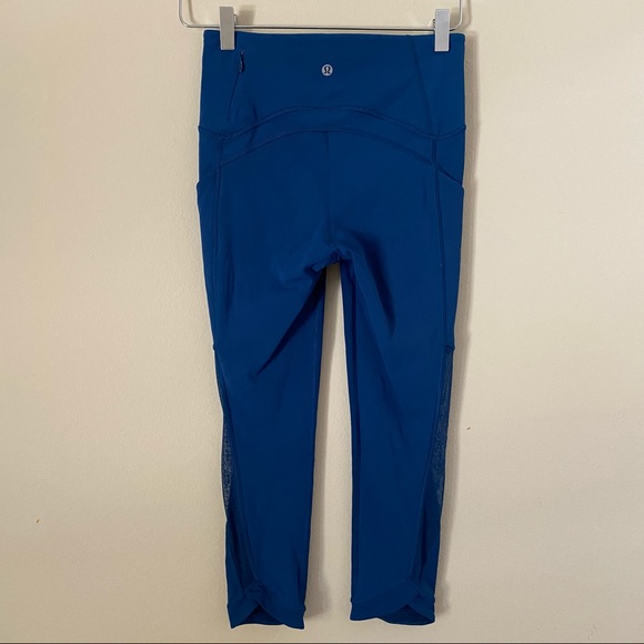 Lululemon | Women's Teal Cropped Running Tights Pockets Mesh Inset - Size 4 - Picture 7 of 9